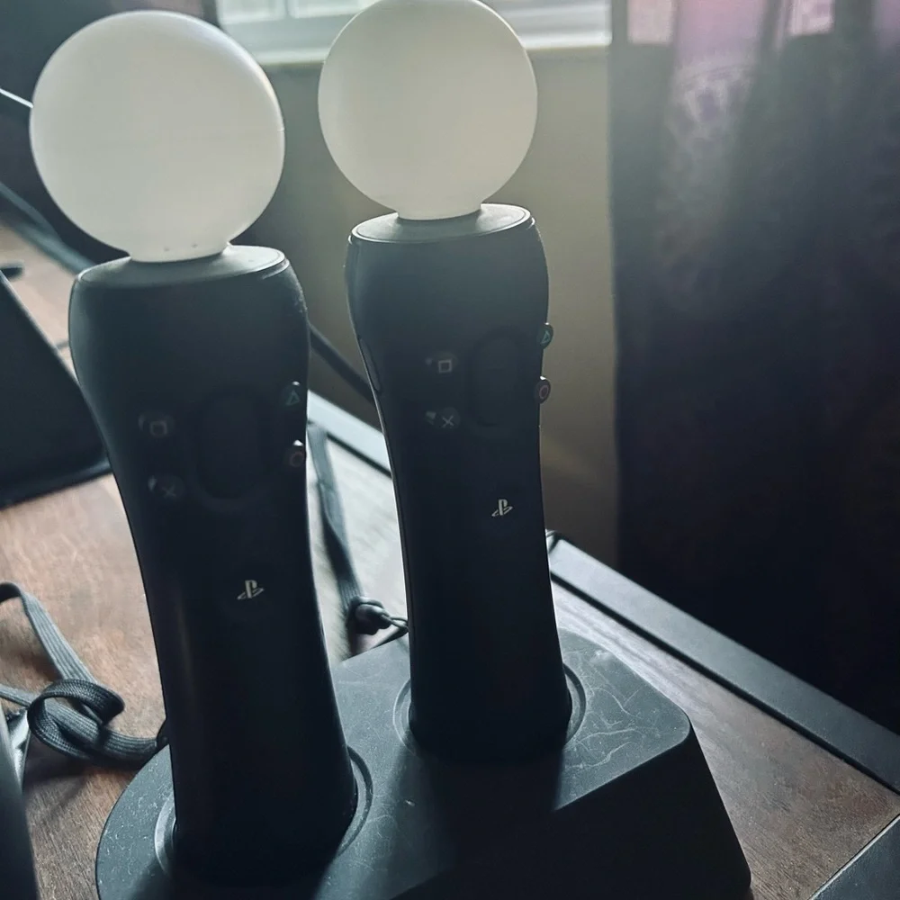 PlayStation VR with camera, controllers, and controller charging dock
